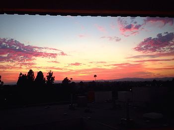 Silhouette trees against sky during sunset