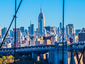 View of cityscape against clear sky