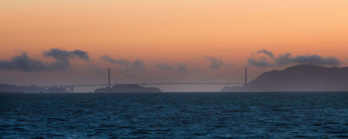 Scenic view of sea at sunset