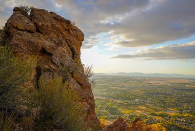 Scenic view of rocky mountains against sky