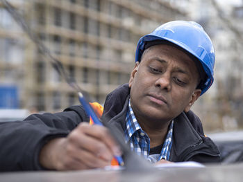 Portrait of young man working at home