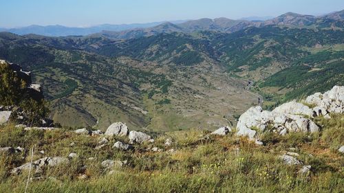 Scenic view of mountains against sky