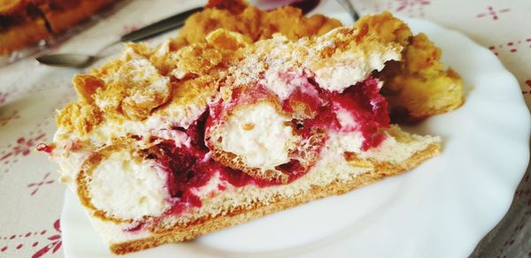 Close-up of cake served in plate