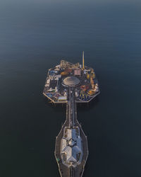 High angle view of ship in sea