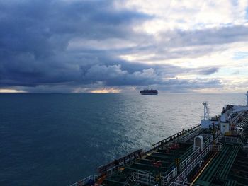 Scenic view of sea against cloudy sky