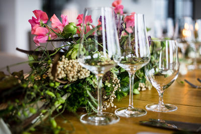Close-up of wine glass on table