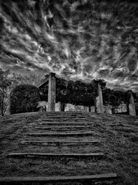 Low angle view of old building against sky