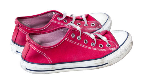 High angle view of shoes on white background