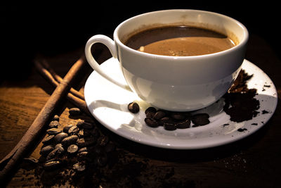 Coffee cup on table