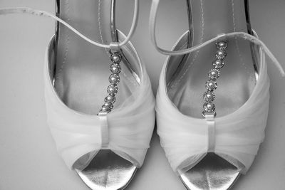 Close up of bridal shoes