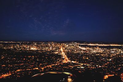 Aerial view of city at night