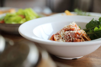 Close-up of meal served in bowl