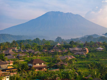 Scenic view of townscape against sky