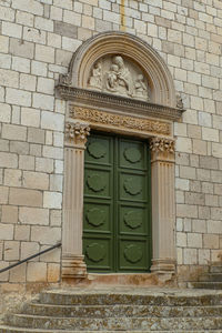 Closed door of building