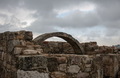 Old stone wall against sky