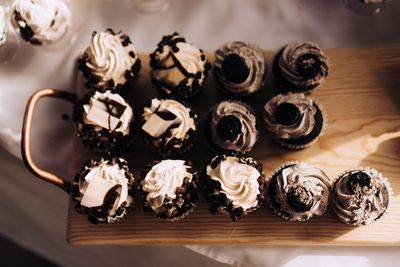 High angle view of cake on table