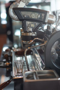 Espresso machine and the glass that was placed