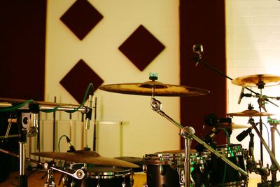 Drum kit in recording studio