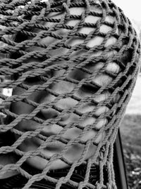 Close-up of teenage girl with fishing net on face