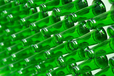 Full frame shot of green bottles