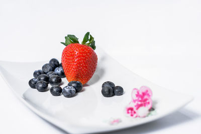 Close-up of strawberries in plate