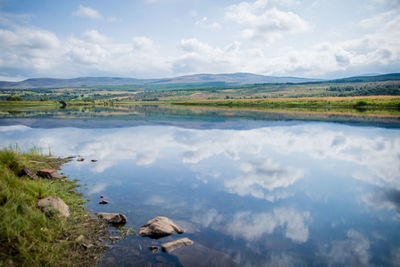 Scenic view of lake against sky