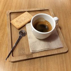 High angle view of coffee on table