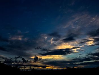 Low angle view of dramatic sky during sunset