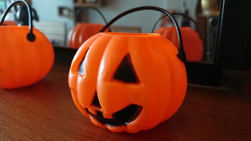 Halloween pumpkin decorate on the table