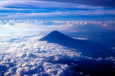 Aerial view of cloudscape against sky during sunset