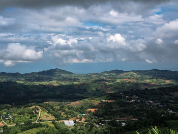 Aerial view of townscape against sky