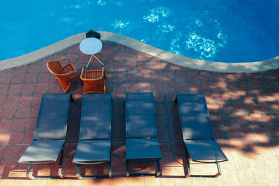 Swimming pool against blue sky