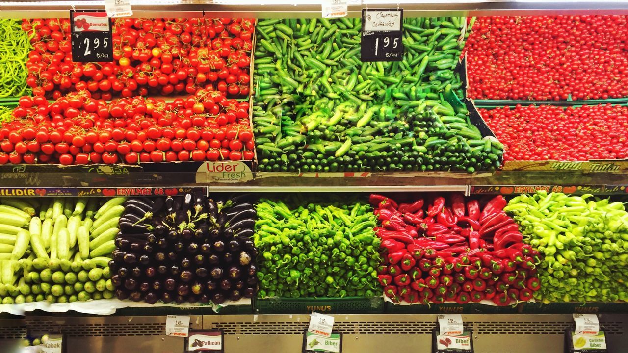 for sale, retail, abundance, food, freshness, variation, choice, large group of objects, market stall, market, arrangement, red, in a row, order, display, collection, sale, repetition, store, still life, side by side, multi colored, small business, full frame, no people, shop