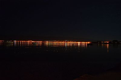 View of calm lake at sunset