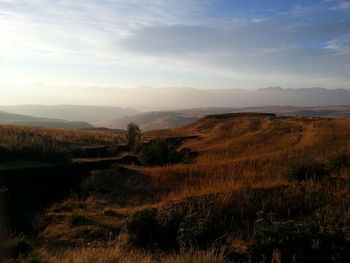 Scenic view of mountains against sky