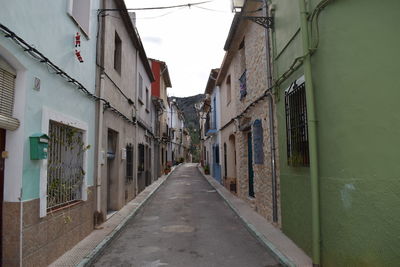 Narrow alley amidst buildings in city