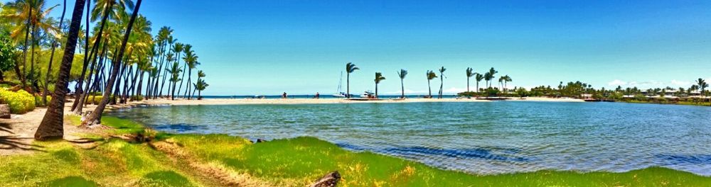 Scenic view of sea against clear sky