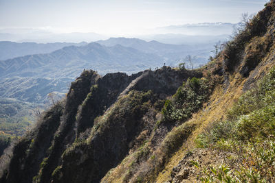 Scenic view of mountain range against sky