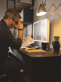 Man working on table