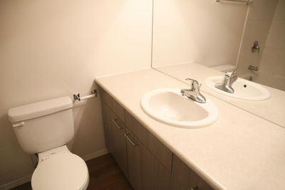 High angle view of bathroom interior