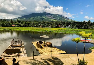 Scenic view of lake against sky