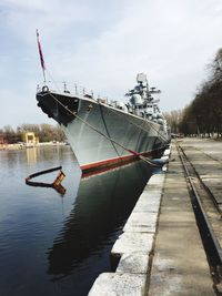 Boat moored in canal