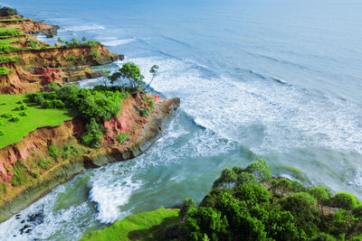 Beautiful coastal aerial views in north bengkulu, indonesia