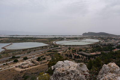 High angle view of cityscape against sky