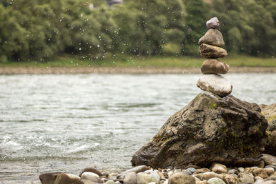 Stack of stones in lake