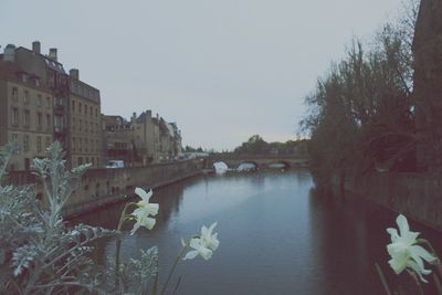 View of built structure in water