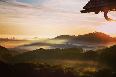 Scenic view of silhouette landscape against sky during sunset