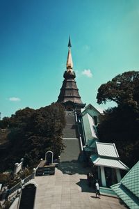 View of historical building against clear blue sky