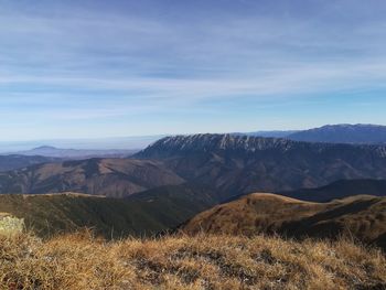 Scenic view of mountains against sky