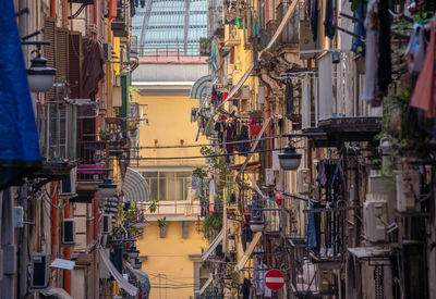 High angle view of buildings in city